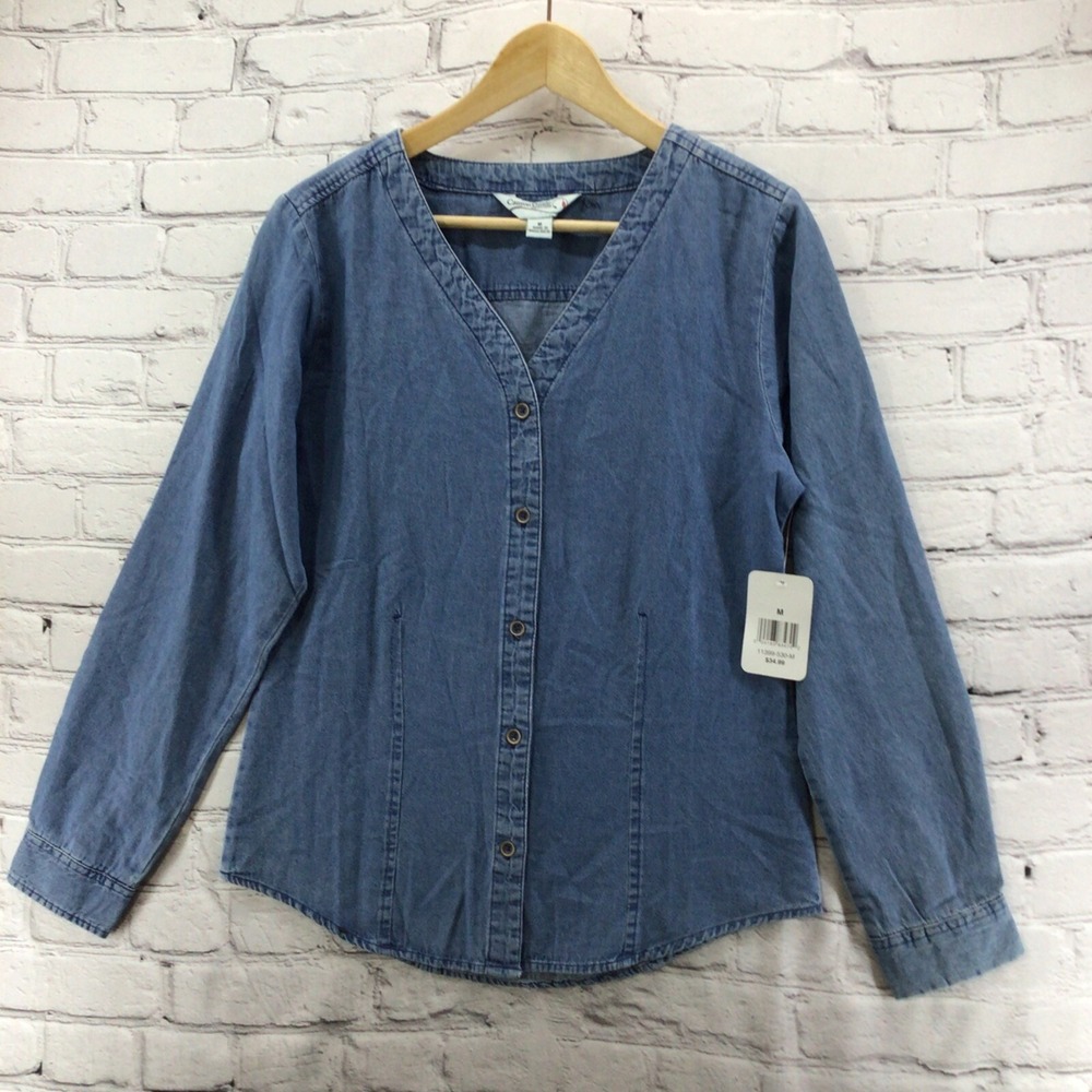 Canyon Guide Outfitters Denim Shirt Womens M‎ Western Button up 100% Cotton New